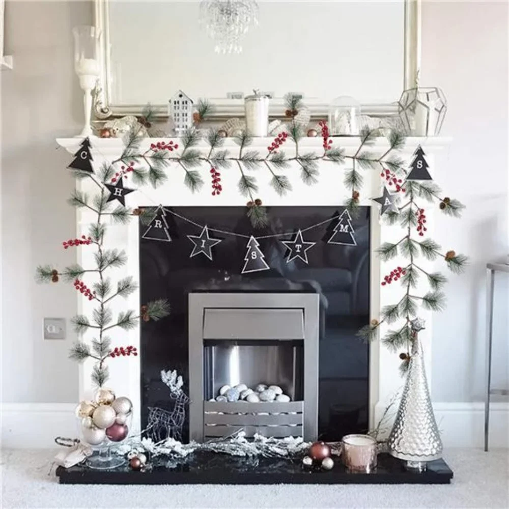 6 ft Christmas Pine Garland with Needles Berries Centerpiece Decoration